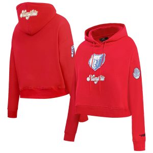 Pro Standard Memphis Grizzlies Women's Red 2024/25 City Edition Chenille Applique Cropped Pullover Hoodie Premium