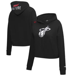 Pro Standard Miami Heat Women's Black 2023/24 Premium City Edition Cropped Pullover Hoodie
