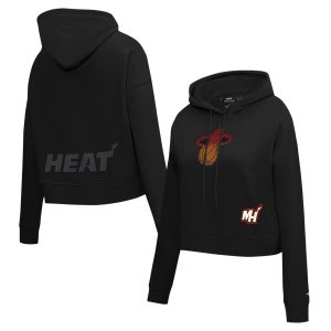 Pro Trendy Standard Miami Heat Women's Black Jewels Cropped Pullover Hoodie