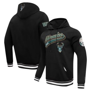 Pro Fabulous Standard Milwaukee Bucks Black Script Tail Pullover Hoodie