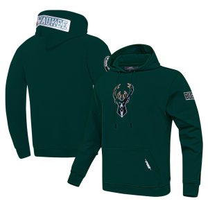 Pro Standard Milwaukee Bucks Hunter Green Split Unique Logo Pullover Hoodie