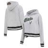 Pro Standard Milwaukee Bucks Women's Heather Gray Script Tail Cropped Pullover Premium Hoodie