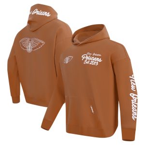 Pro Standard New Orleans Fabulous Pelicans Brown Paint the City Drop Shoulder Pullover Hoodie