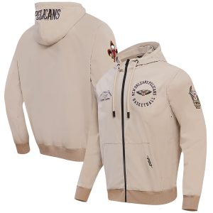 Pro Standard New Orleans Pelicans Khaki Hybrid Full Zip Chic Hoodie