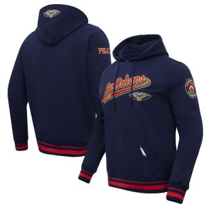 Pro Standard New Orleans Pelicans Navy Script Tail Pullover Premium Hoodie