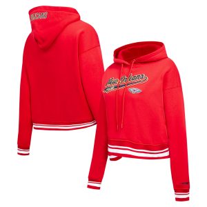 Pro Standard New Orleans Pelicans Women's Red Script Tail Cropped Eye - catching Pullover Hoodie