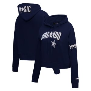 Pro Standard Orlando Magic Women's Navy Elegant 2023/24 City Edition Cropped Pullover Hoodie