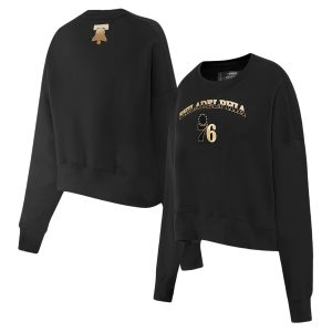 Pro Standard Philadelphia 76ers Women's Black Glam Cropped Pullover Stylish Sweatshirt