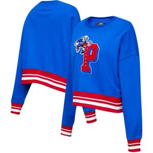 Pro Standard Philadelphia 76ers Women's Royal Mash Up Eye - catching Pullover Sweatshirt