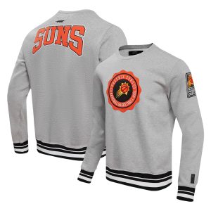 Pro Standard Phoenix Suns Heather Chic Gray Crest Emblem Pullover Sweatshirt