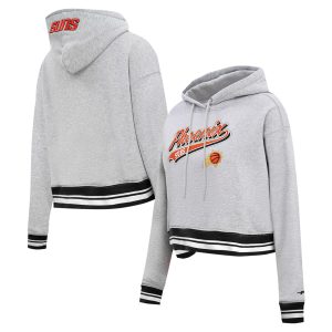 Pro Standard Phoenix Unique Suns Women's Heather Gray Script Tail Cropped Pullover Hoodie