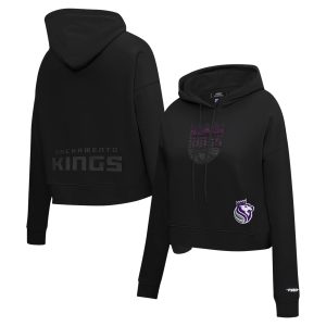 Pro Standard Sacramento Kings Women's Black Jewels Cropped Pullover Gorgeous Hoodie