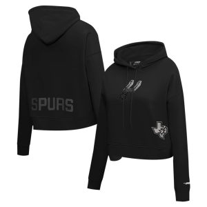 Pro Standard San Antonio Spurs Women's Black Jewels Cropped Chic Pullover Hoodie