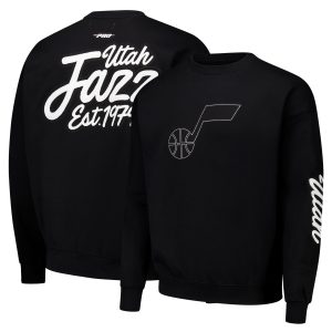 Pro Standard Utah Jazz Black Paint the Chic City Drop Shoulder Sweatshirt