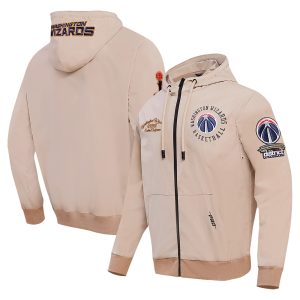 Pro Premium Standard Washington Wizards Khaki Hybrid Full Zip Hoodie
