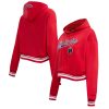 Pro Stylish Standard Washington Wizards Women's Red Script Tail Cropped Pullover Hoodie