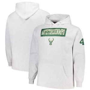Profile Giannis Trendy Antetokounmpo Milwaukee Bucks Ash Big & Tall Player Double Face Tri Blend Pullover Hoodie