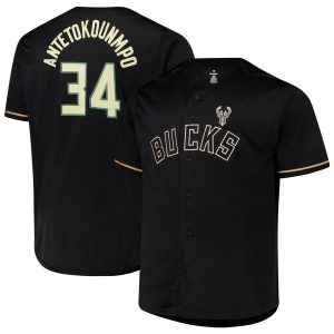 Profile Giannis Antetokounmpo Milwaukee Bucks Black Unique Big & Tall Name & Number Button Up Jersey