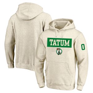 Profile Jayson Tatum Boston Celtics Cream Big & Tall Player Double Elegant Face Tri Blend Pullover Hoodie