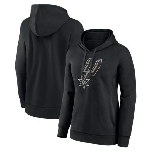 San Stylish Antonio Spurs Women's Black Team Primary Logo Pullover Hoodie