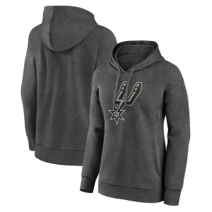 San Antonio Spurs Women's Fabulous Charcoal Primary Logo Pullover Hoodie