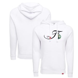 Sportiqe Boston Celtics Unisex White Trendy 2024 NBA Finals Olsen Tri Blend Pullover Hoodie