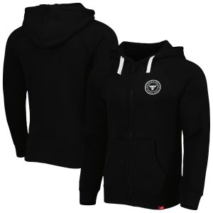 Sportiqe Chicago Bulls Unisex Premium Black Denali Heywood Tri Blend Raglan Full Zip Hoodie
