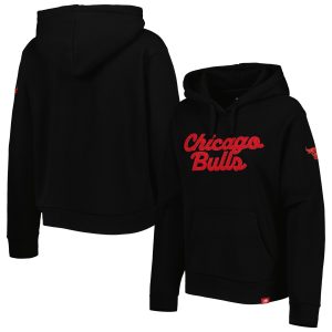 Sportiqe Chicago Bulls Women's Black Leona Ava Premium Fleece Tri Blend Pullover Hoodie
