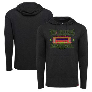 Sportiqe Eye - catching New Orleans Pelicans Unisex Heather Black City Edition Rowan Lightweight Tri Blend Pullover Hoodie