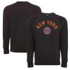 Sportiqe New York Knicks Unisex Black Harmon Super Soft Tri Blend Trendy Raglan Pullover Sweatshirt