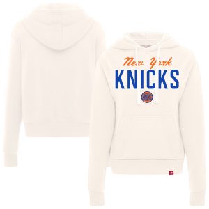 Sportiqe New York Knicks Eye - catching Women's Cream Ava Boxy Tri Blend Pullover Hoodie