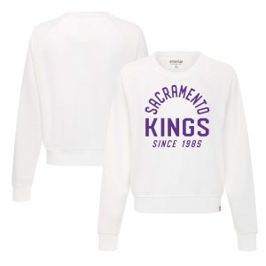 Sportiqe Sacramento Kings Women's Fabulous White Ashlyn Super Soft Raglan Pullover Sweatshirt