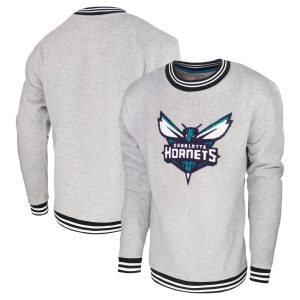 Stadium Essentials Charlotte Trendy Hornets Heather Gray Club Level Pullover Sweatshirt