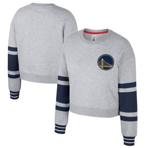 Stadium Essentials Golden State Warriors Women's Heather Gray 2024/25 City Edition Eye - catching Scrimmage Cropped Pullover Sweatshirt