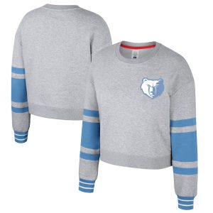 Stadium Essentials Memphis Grizzlies Women's Heather Gray Unique 2024/25 City Edition Scrimmage Cropped Pullover Sweatshirt