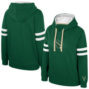 Stadium Essentials Milwaukee Bucks Women's Trendy Hunter Green Road Game Pullover Hoodie