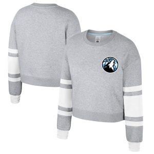 Stadium Essentials Elegant Minnesota Timberwolves Women's Heather Gray 2024/25 City Edition Scrimmage Cropped Pullover Sweatshirt