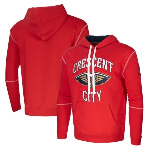 Stadium Essentials Chic New Orleans Pelicans Red Monument Pullover Hoodie