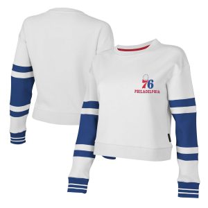 Stadium Essentials Eye - catching Philadelphia 76ers Women's White Scrimmage Cropped Pullover Sweatshirt