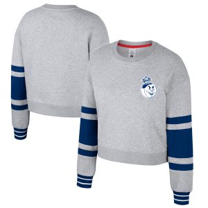 Stadium Essentials Trendy Sacramento Kings Women's Heather Gray 2024/25 City Edition Scrimmage Cropped Pullover Sweatshirt