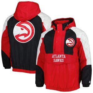 Starter Atlanta Hawks Red Body Gorgeous Check Raglan Hoodie Half Zip Jacket