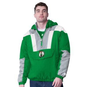 Starter Boston Celtics Green Charger Chic Half Zip Pullover Jacket