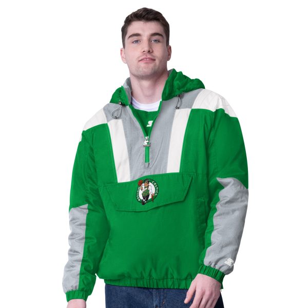 Starter Boston Celtics Green Charger Chic Half Zip Pullover Jacket