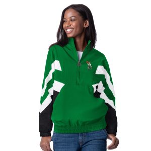 Starter Fabulous Boston Celtics Women's Kelly Green Renegade Oxford Half Zip Jacket