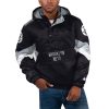 Starter Brooklyn Nets Black Force Elegant Play Satin Hoodie Half Zip Jacket