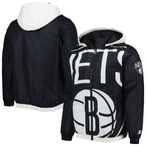 Starter Brooklyn Nets Black The Triple Double Premium Full Zip Hoodie Jacket