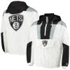 Starter Brooklyn Nets White Striker Gorgeous Crinkle Half Zip Hoodie Jacket