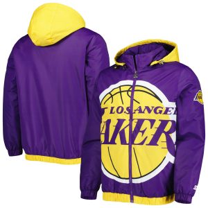 Starter Los Angeles Lakers Eye - catching Purple The Triple Double Full Zip Hoodie Jacket