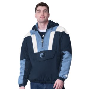 Starter Memphis Grizzlies Navy/Blue Charger Half Zip Pullover Elegant Jacket