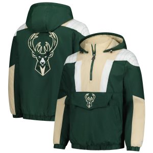 Starter Milwaukee Bucks Green Charger Half Zip Pullover Eye - catching Jacket
